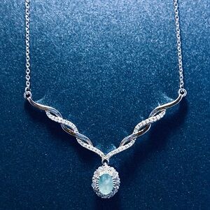 Sterling Silver Grandidierite Drop Necklace and Matching Earrings